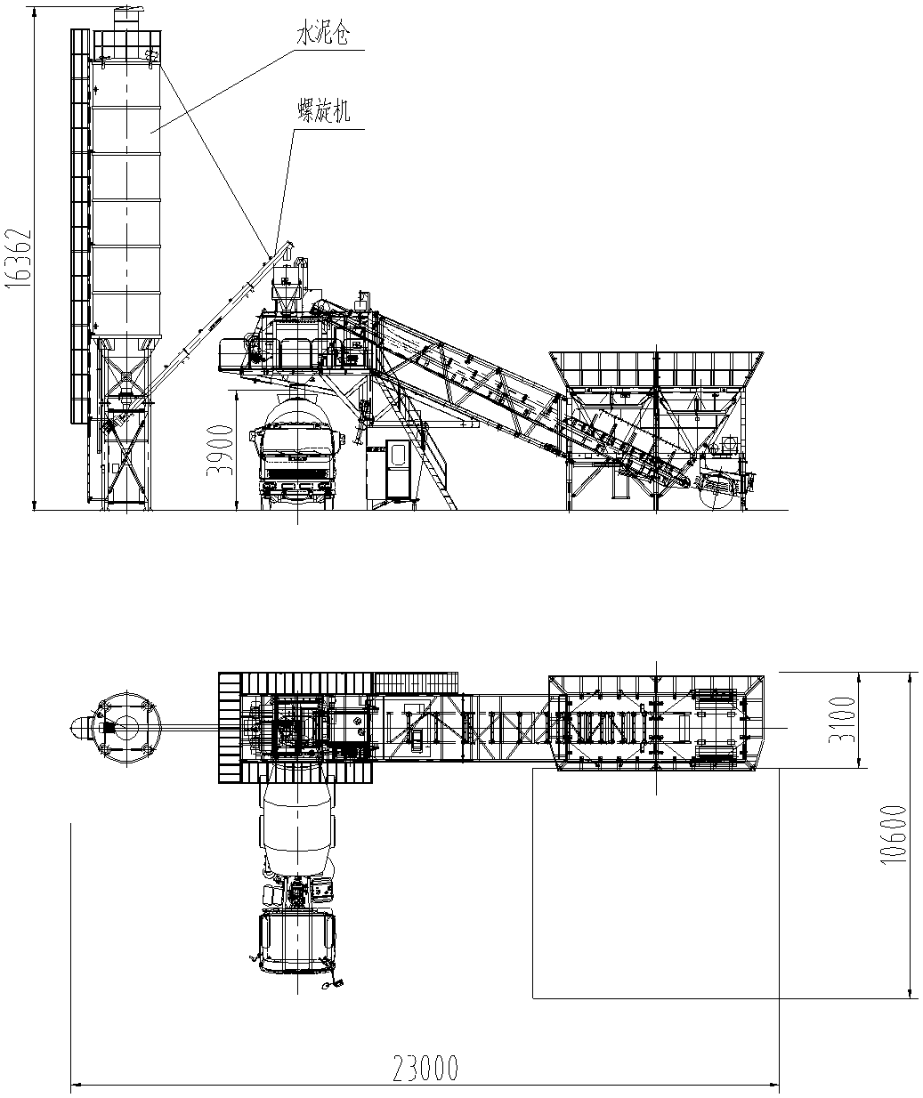 YHZS50 portable concrete plant layout